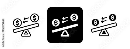 Liquidity  Solid color and black line drawing vector illustration set