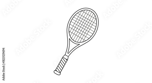 Tennis racket simple outline vector illustration. sports equipment for professional and recreational play. graphic element for athletic themes.