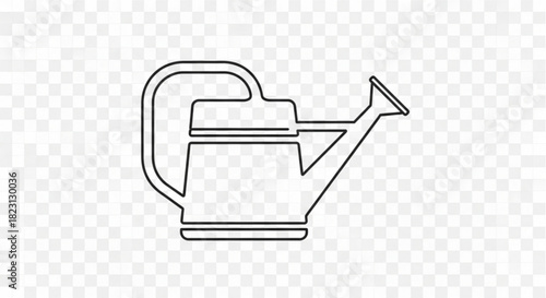 Outline vector icon of a watering can, a fundamental tool for gardening, plant watering, and growth. ideal for horticultural and home care designs.