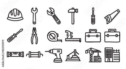 Construction Tools Vector Illustration of Essential Equipment for Building Projects