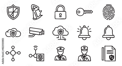 Cyber Security Icon Set Illustrating Data Protection and Network Safety