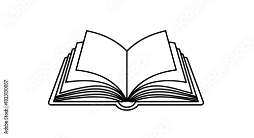 Open book line art vector icon, an abstract symbol of education, knowledge, learning, literature, and study. perfect for academic designs.