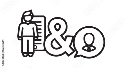 Financial report with businesswoman icon presentation outline vector illustration