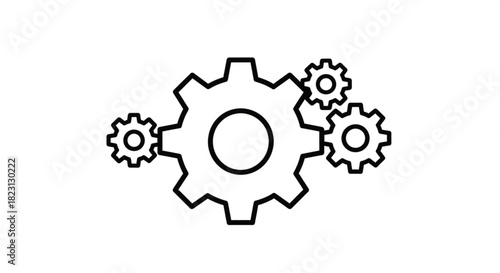 Outline gears icon illustration representing settings, machinery, mechanism, engineering, process, development, system, and industry solutions