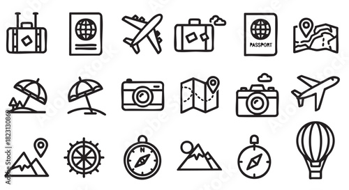 Travel vacation and tourism icon collection vector illustration design concept
