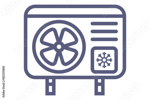 Industrial air conditioner black icon. Flat illustration.
