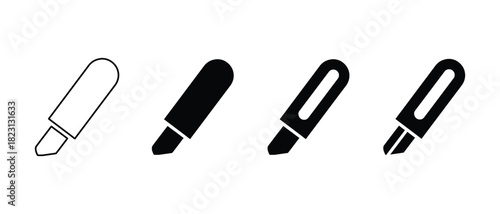 Highlighter silhouette set, Minimal marker vector illustration