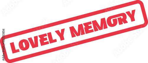 A red rectangular rubber stamp impression displays the nostalgic message Lovely Memory with a clear style