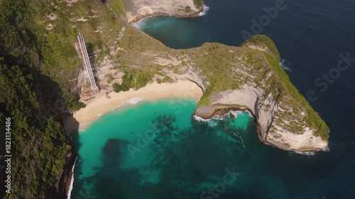 Elevator construction at Kelingking Beach in Nusa Penida, Bali, Indonesia