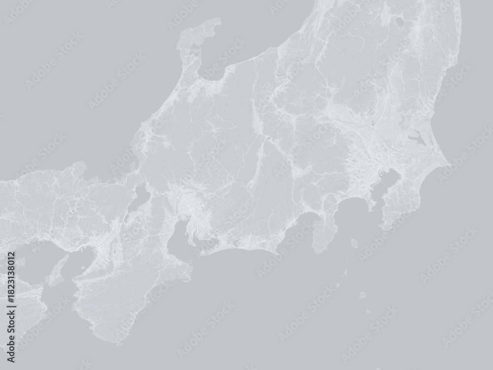 Fototapeta premium 日本の三大都市を中心とした、モノクロな衛星写真風イラスト