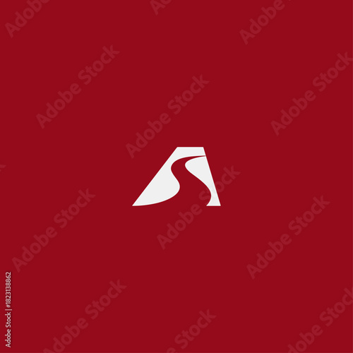 Letter A road logo Icon flat vector design