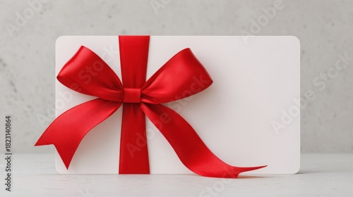 Wallpaper Mural A simple gift card adorned with a vibrant red bow, resting on a light surface against a neutral backdrop. Torontodigital.ca