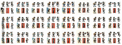 Vintage Cartoon Cat Burglar Mascot Character Set: Stealing, Sneaking, Climbing, and Holding Loot or Diamonds.