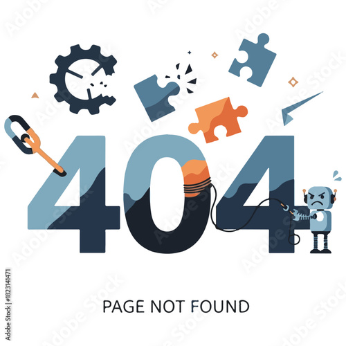 Cute Robot in 'Page Not Found' 404 Error