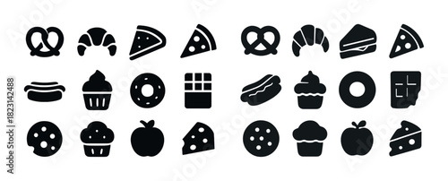 Silhouette icons of popular snacks and desserts