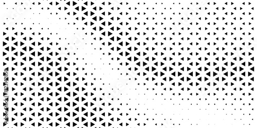 Fading triangle halftone texture gradient pattern. Abstract diagonal geometric background. Tech mosaic triangular halfton gradation. Modern trendy design in Vector Illustration
