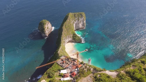 Elevator construction at Kelingking Beach in Nusa Penida, Bali, Indonesia