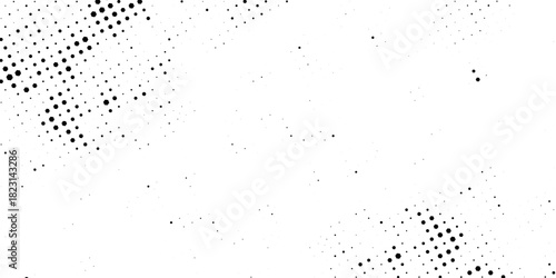 Grunge halftone gradient background. Faded grit noise texture. White and black sand wallpaper. futuristic technology concept