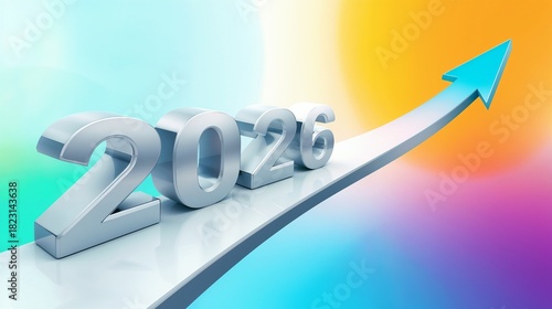 2026 year cubes on road with bold arrow forward concept progress strategy and future direction motivational business vision for banner poster and calendar cover