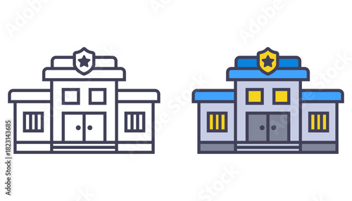 Prison building black icon. Flat illustration.