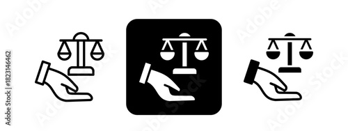 Legal Service  Solid color and black line drawing vector illustration set