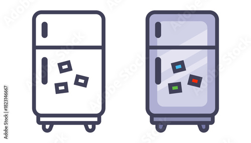 Refrigerator icon for storing food. Flat illustration.
