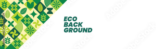 minimal eco leaf background with geometric green pattern and clean white space for modern organic branding design illustration