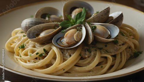 linguine alle vongole on a plate