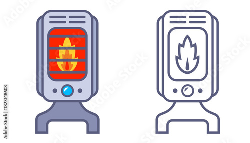 Floor heater for heating an apartment black icon. Flat illustration