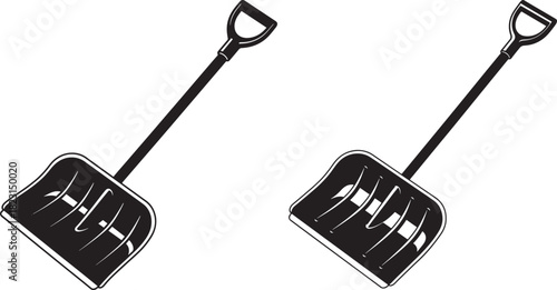 Two black snow shovels silhouette
