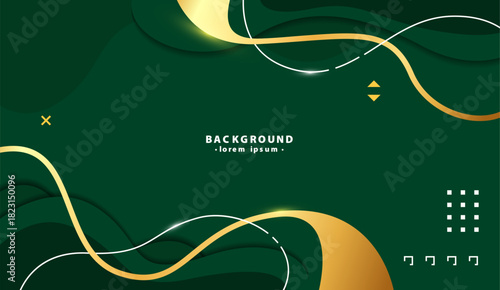 Abstract dark green background with gold and white accents. Suitable for luxury branding and elegant design projects. 