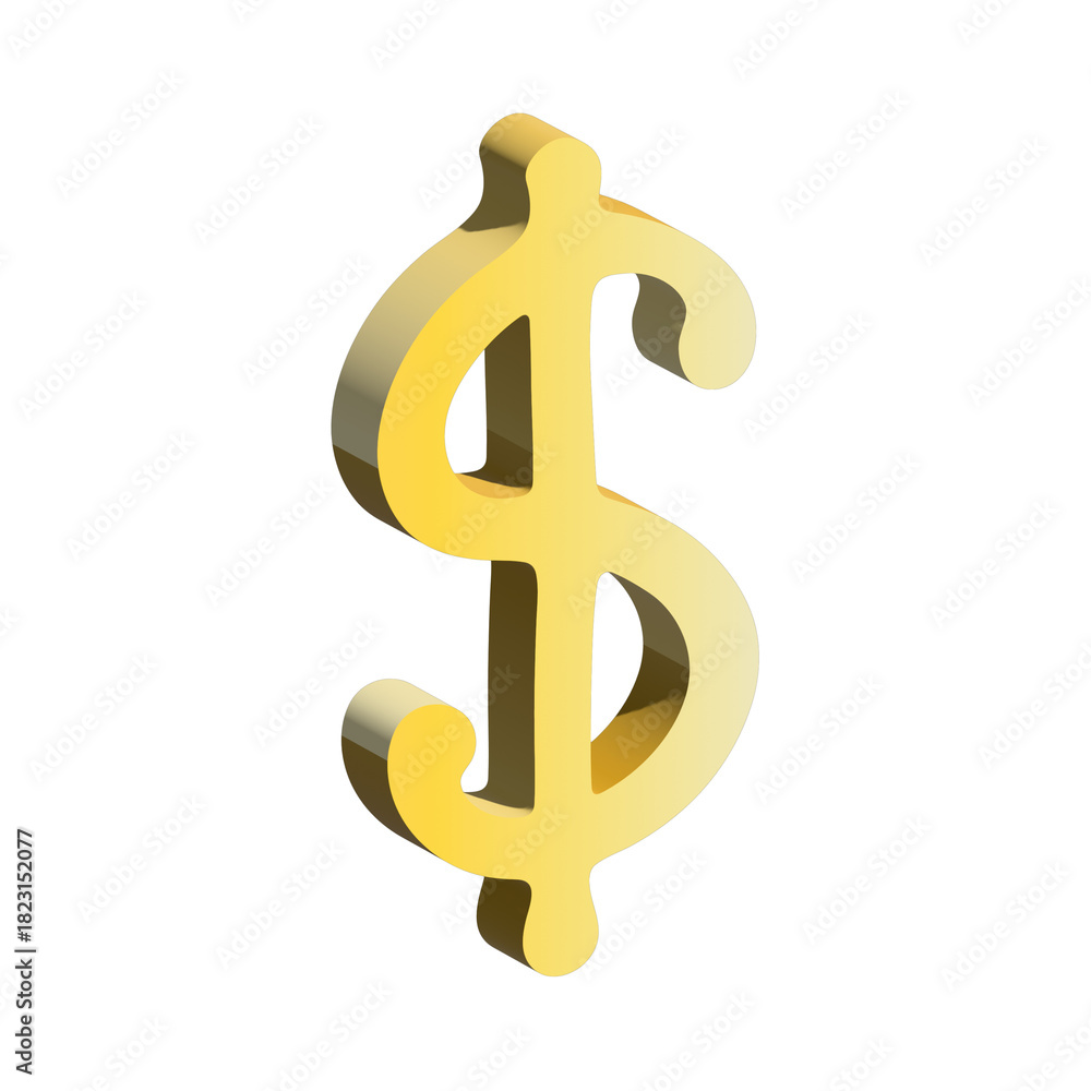 Fototapeta premium 3d dollar currency symbol. Single element for design