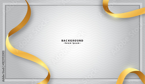Gray background adorned with a border and elegant gold ribbons. Ideal for luxury invitations, elegant event posters, or sophisticated business graphics.