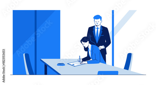 Businesswoman Signing Contract with Supervisors Support.