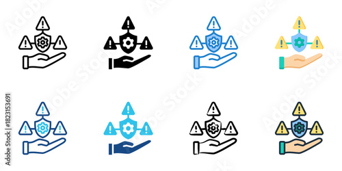 Risk management icon set multiple style collection vector illustration 
