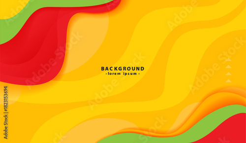 Abstract background with red, yellow, and green flowing shapes suitable for presentations, website design, digital marketing, and advertising campaigns.