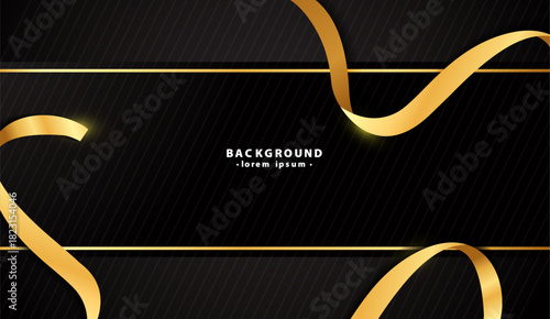 Black and gold ribbon background design. Perfect for luxury packaging, invitations, certificates, and elegant branding materials to add sophistication.