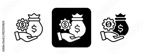 Incentive  Solid color and black line drawing vector illustration set