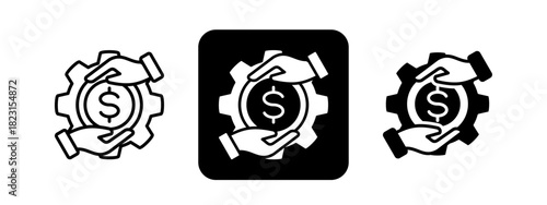 Compensation  Solid color and black line drawing vector illustration set