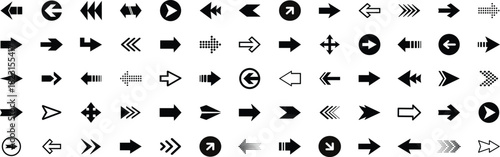 Arrows big black set icons.