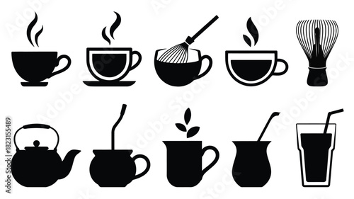 Various hot and cold beverages icon pack.