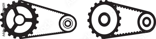 Two cogwheel and belt drive systems silhouette