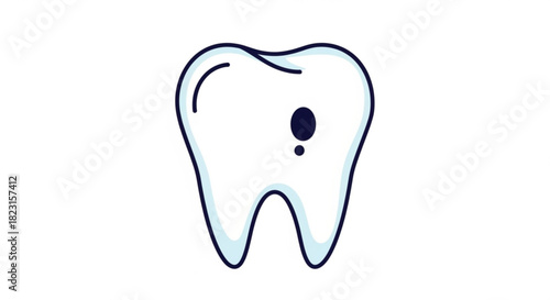 Stylized illustration of a human tooth with a visible cavity, symbolizing dental health issues, oral hygiene, and the urgent need for professional care