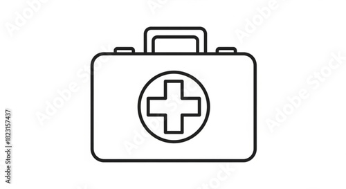 First aid kit line icon, medical emergency box vector illustration. health care and safety symbol for assistance and treatment