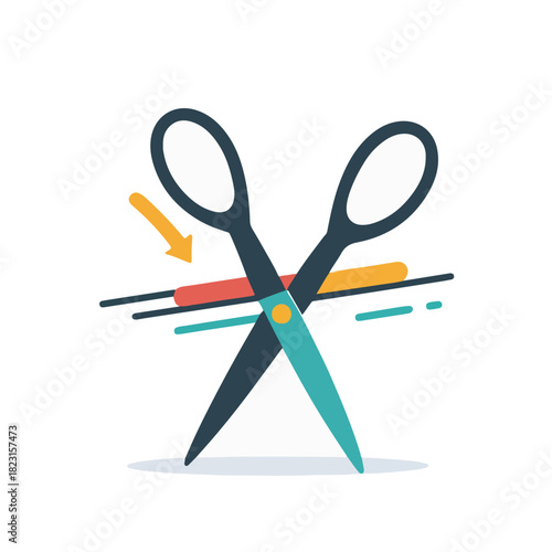 scissors cutting a budget line or bar