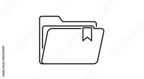 Outline icon of a folder with a bookmark tab, representing important documents, saved files, data organization, favorites, and digital archiving