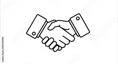 Handshake line icon illustration on white background, representing business deal, agreement, partnership, greeting, and collaboration symbol