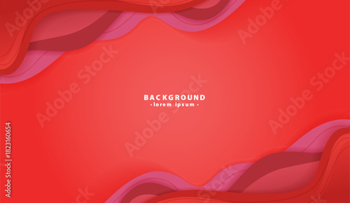 Showcases a red abstract background with wavy layered shapes designs, suitable for graphic design projects or vibrant advertising.
