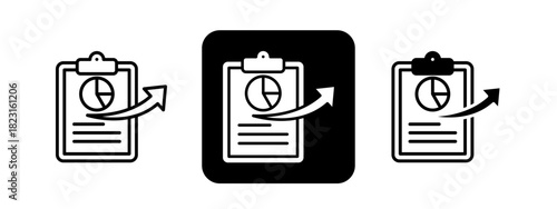 Reporting  Solid color and black line drawing vector illustration set