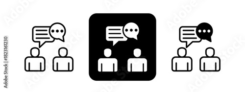 Discussion  Solid color and black line drawing vector illustration set